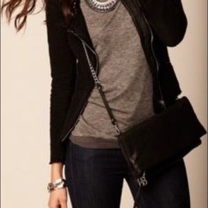 Stella & Dot black leather crossbody purse